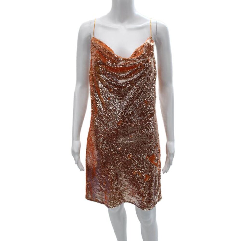 Toccin Women Slip Dress Orange Knee Length Sleeveless Poly Size 4